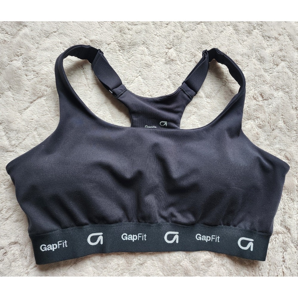 GapFit Womens Black Racerback Sports Bra Adjustable Straps Medium